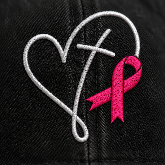 Personalized Faith Pink Ribbon Embroidered Washed Cap, Awareness Gift
