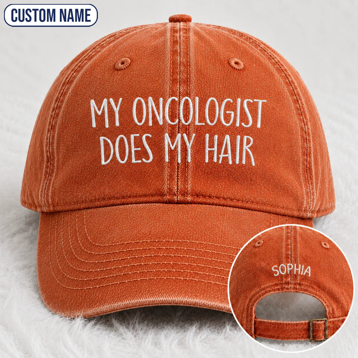 Personalized Does My Hair Embroidered Washed Cap, Awareness Gift