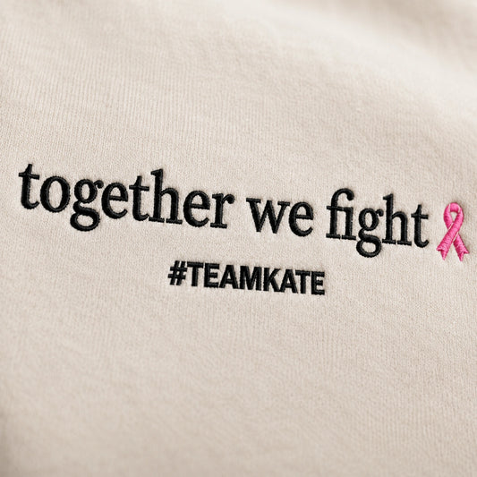Personalized Together We Fight Embroidered Unisex Crewneck Sweatshirt, Pink Ribbon Awareness Gift