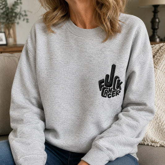 Bold Statement Embroidered Unisex Crewneck Sweatshirt, Pink Ribbon Awareness Gift