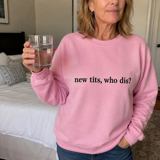 Who Dis? Embroidered Unisex Crewneck Sweatshirt, Pink Ribbon Awareness Gift