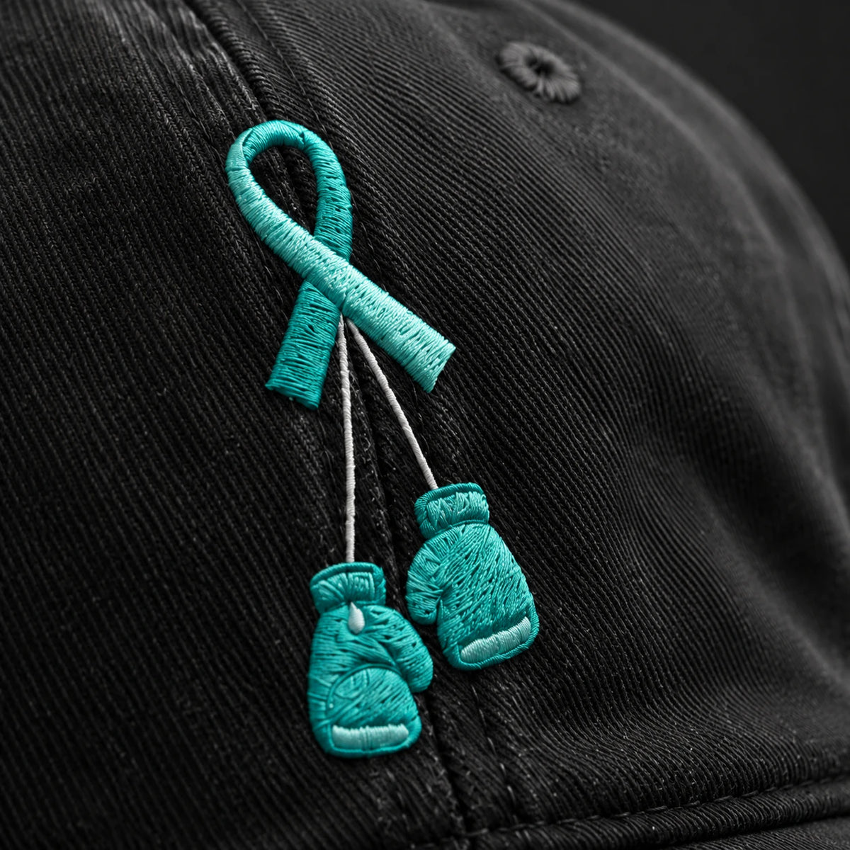 Personalized Boxing Gloves Teal Ribbon Embroidered Washed Cap