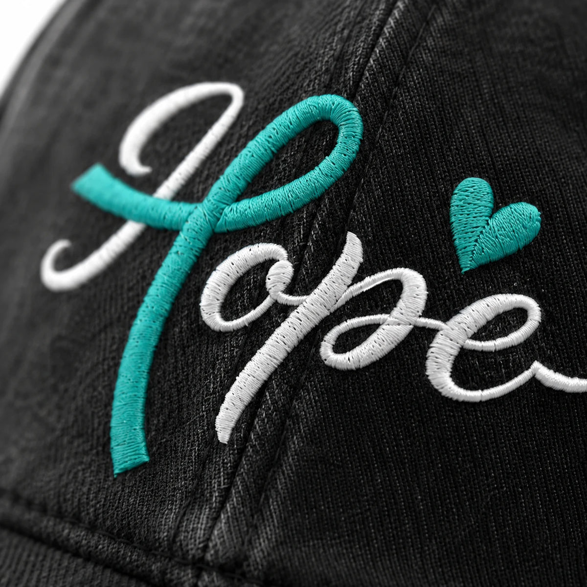 Personalized Hope Teal Ribbon Embroidered Washed Cap