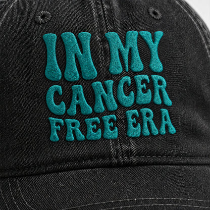 Personalized In My Free Era Teal Ribbon Embroidered Washed Cap