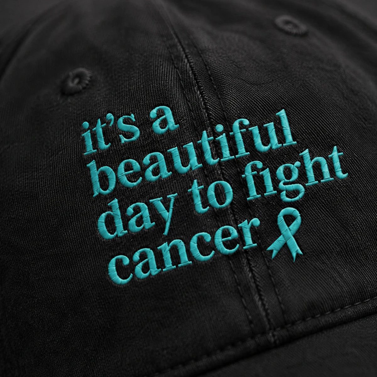 Personalized It'S A Beautiful Day To Fight Teal Ribbon Embroidered Washed Cap