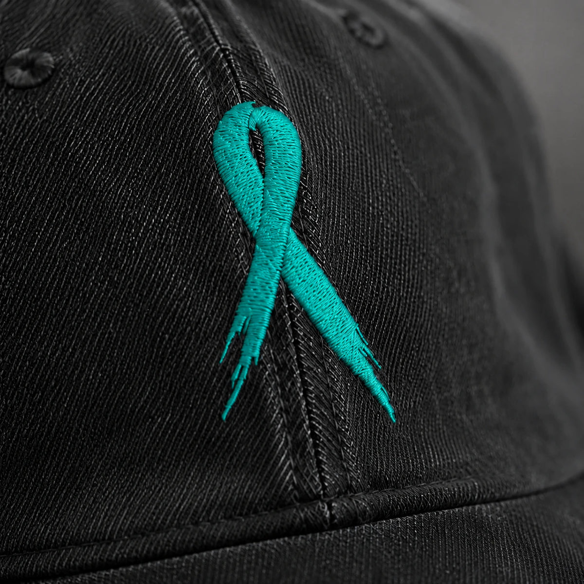 Personalized Ribbon Teal Ribbon Embroidered Washed Cap