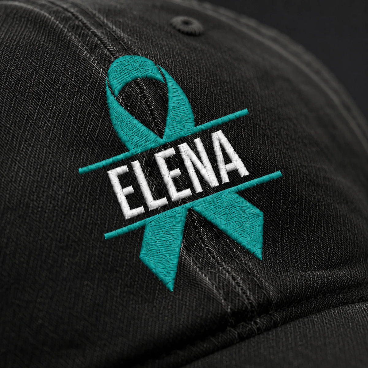 Personalized Ribbon V2 Teal Ribbon Embroidered Washed Cap