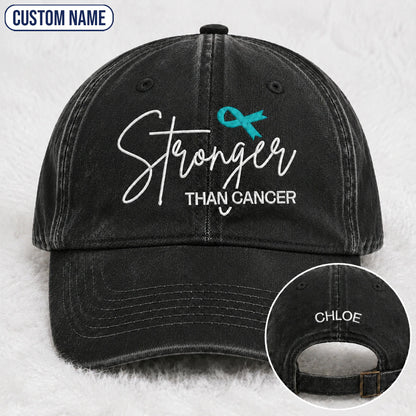 Personalized Stronger Teal Ribbon Embroidered Washed Cap