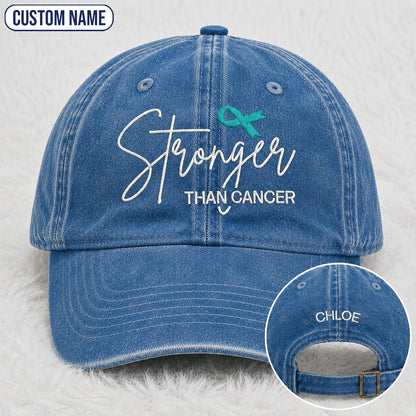 Personalized Stronger Teal Ribbon Embroidered Washed Cap