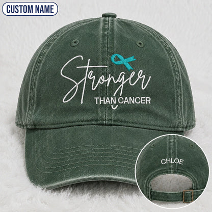 Personalized Stronger Teal Ribbon Embroidered Washed Cap