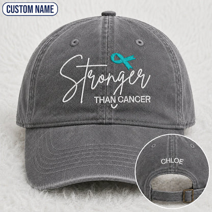 Personalized Stronger Teal Ribbon Embroidered Washed Cap