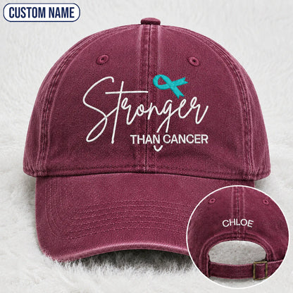 Personalized Stronger Teal Ribbon Embroidered Washed Cap