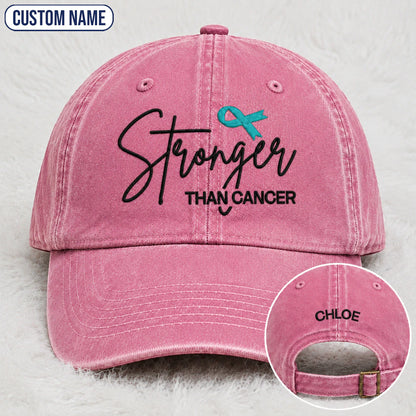 Personalized Stronger Teal Ribbon Embroidered Washed Cap