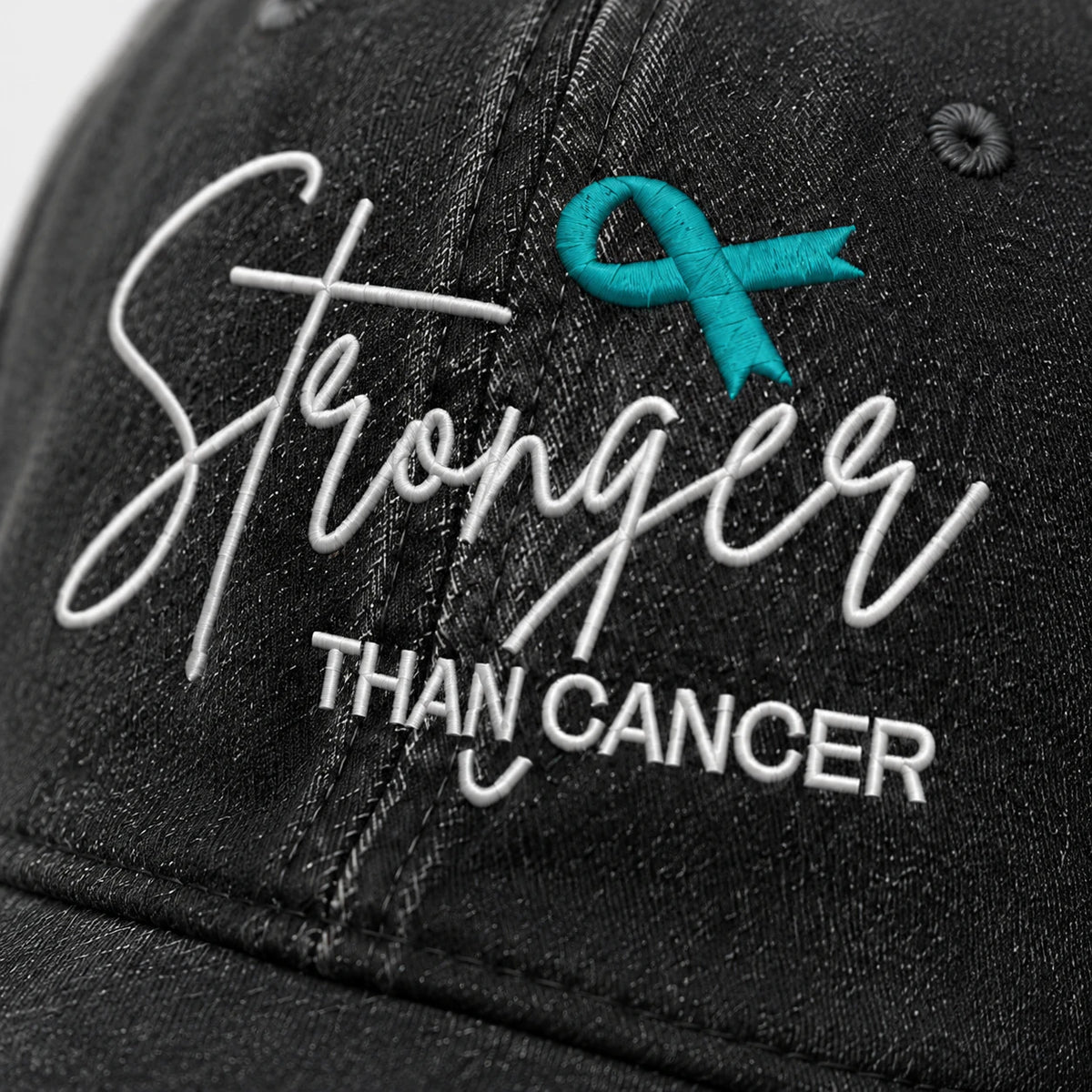 Personalized Stronger Teal Ribbon Embroidered Washed Cap