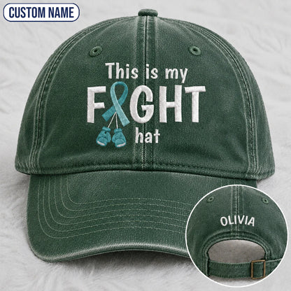 Personalized This Is My Fight Hat Teal Ribbon Embroidered Washed Cap