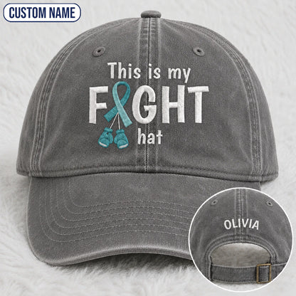 Personalized This Is My Fight Hat Teal Ribbon Embroidered Washed Cap