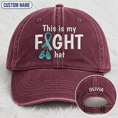 Personalized This Is My Fight Hat Teal Ribbon Embroidered Washed Cap