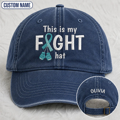 Personalized This Is My Fight Hat Teal Ribbon Embroidered Washed Cap