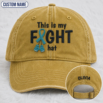 Personalized This Is My Fight Hat Teal Ribbon Embroidered Washed Cap