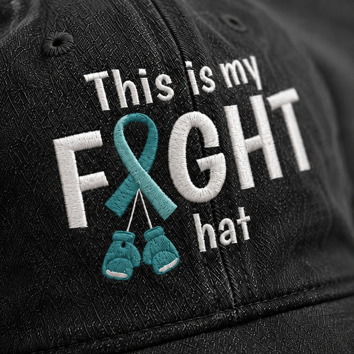 Personalized This Is My Fight Hat Teal Ribbon Embroidered Washed Cap