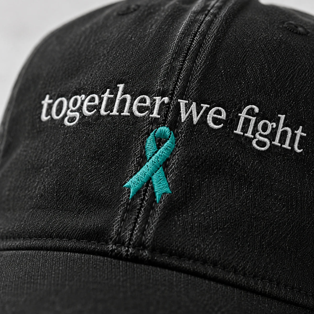 Personalized Together We Fight Teal Ribbon Embroidered Washed Cap