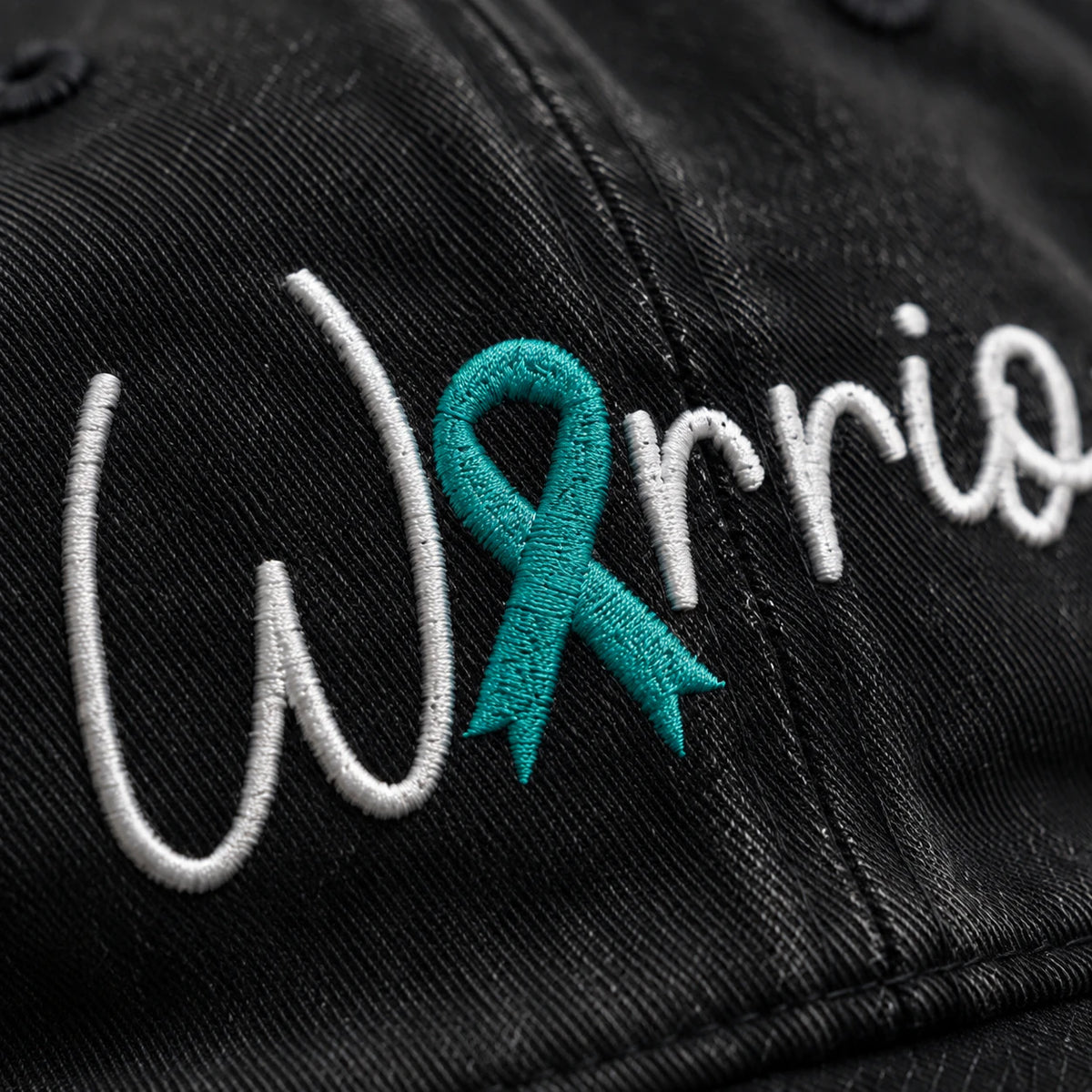 Personalized Warrior Teal Ribbon Embroidered Washed Cap