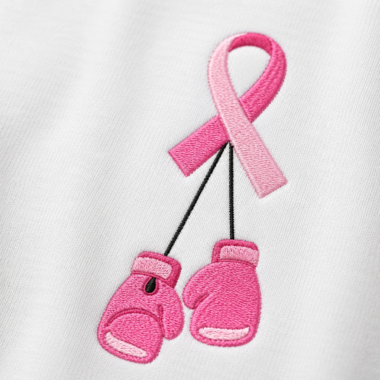 Personalized Pink Ribbon and Boxing Gloves Embroidered Unisex Crewneck Sweatshirt, Awareness Gift