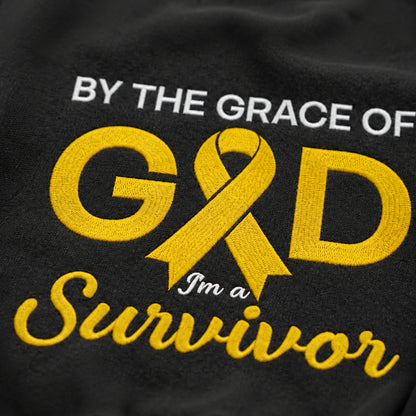 Personalized By the Grace of God Yellow Ribbon Embroidered Unisex Crewneck Sweatshirt