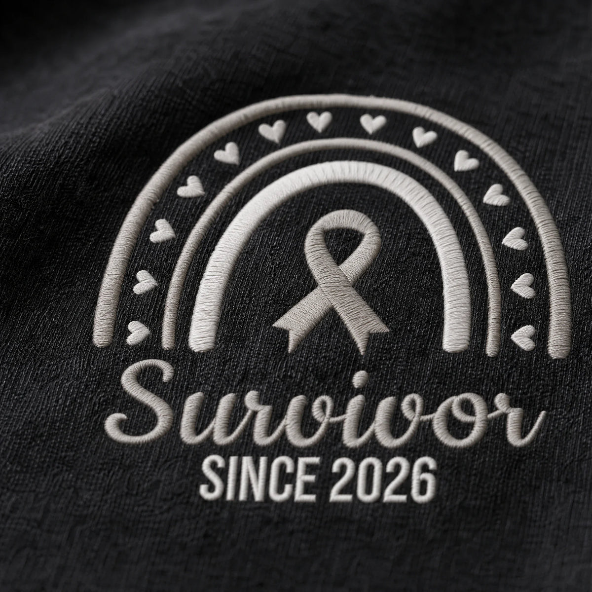 Personalized Gray Ribbon Inspired Name & Year Embroidered Unisex Quarter Zip Sweatshirt