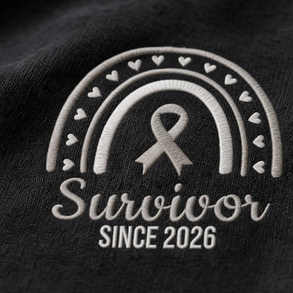 Personalized Gray Ribbon Inspired Name & Year Embroidered Unisex Quarter Zip Sweatshirt