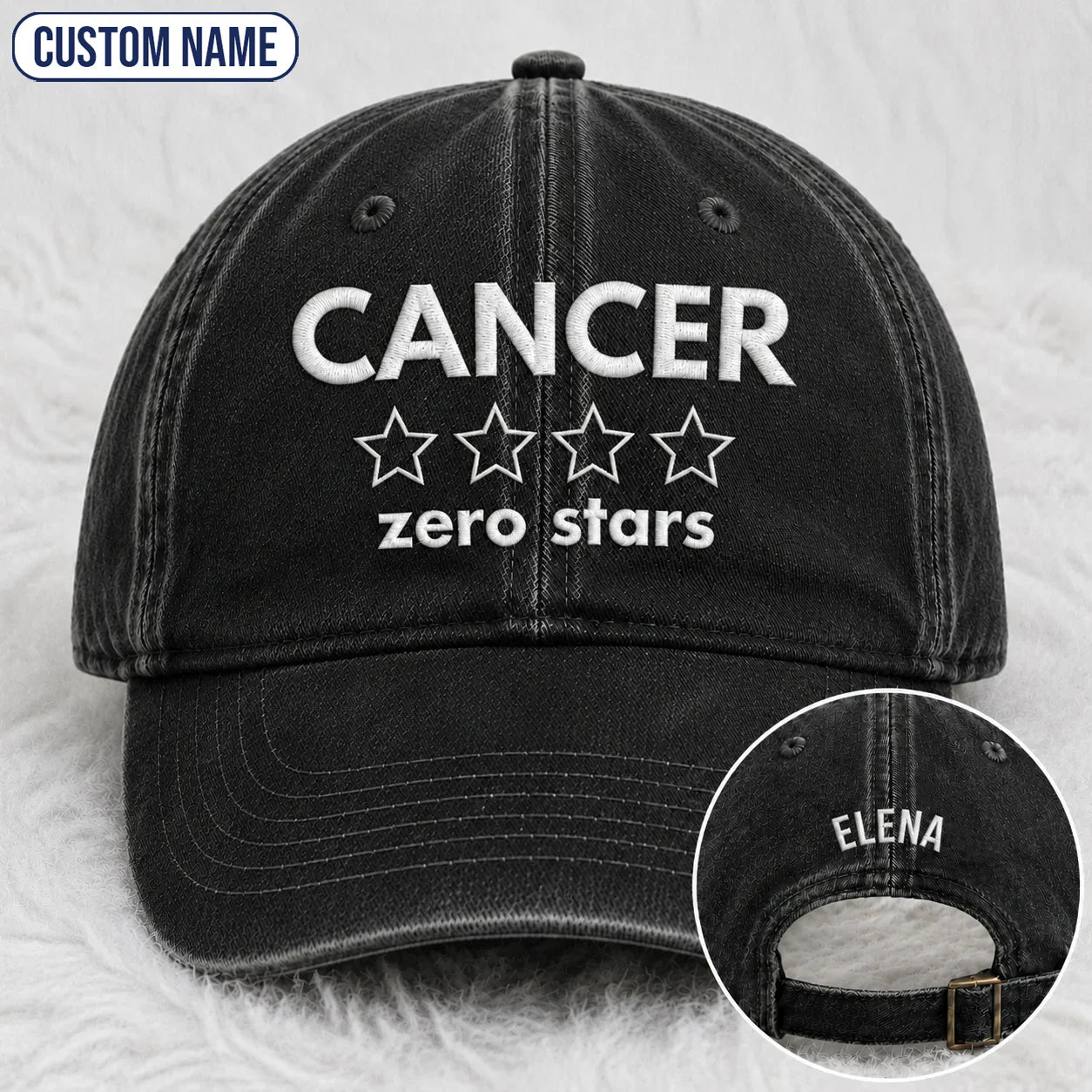 Personalized Zero Stars Embroidered Washed Cap, Awareness Gift