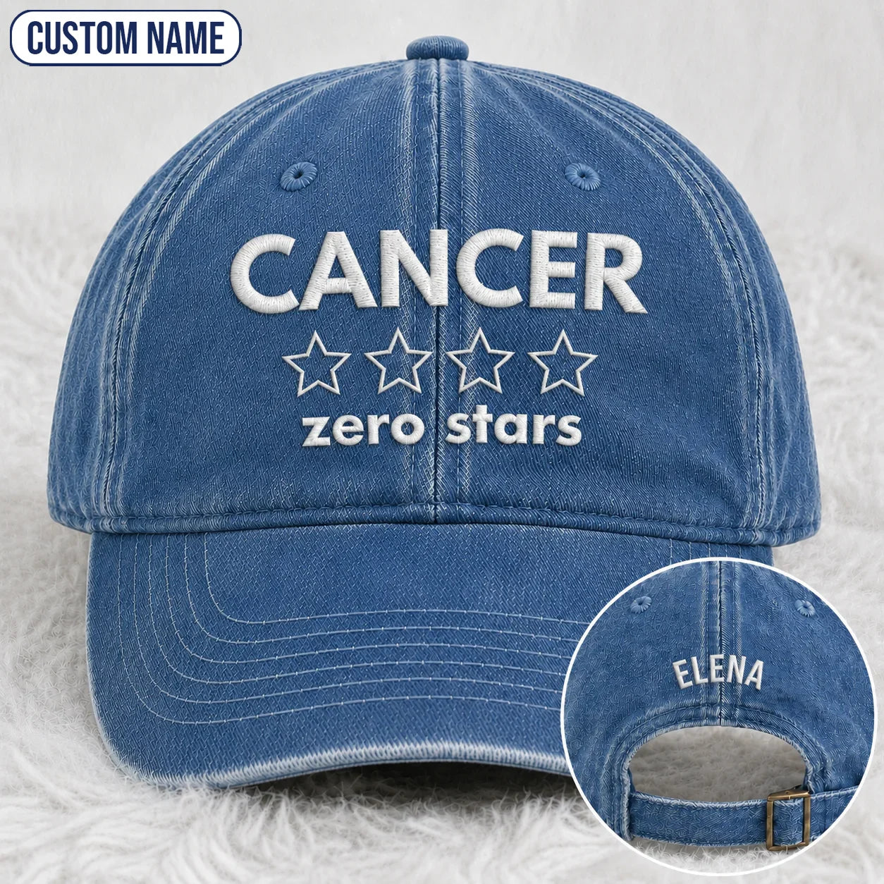 Personalized Zero Stars Embroidered Washed Cap, Awareness Gift