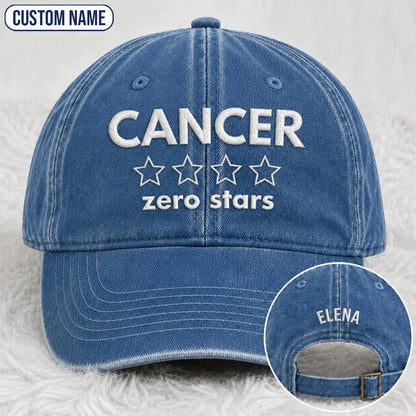 Personalized Zero Stars Embroidered Washed Cap, Awareness Gift