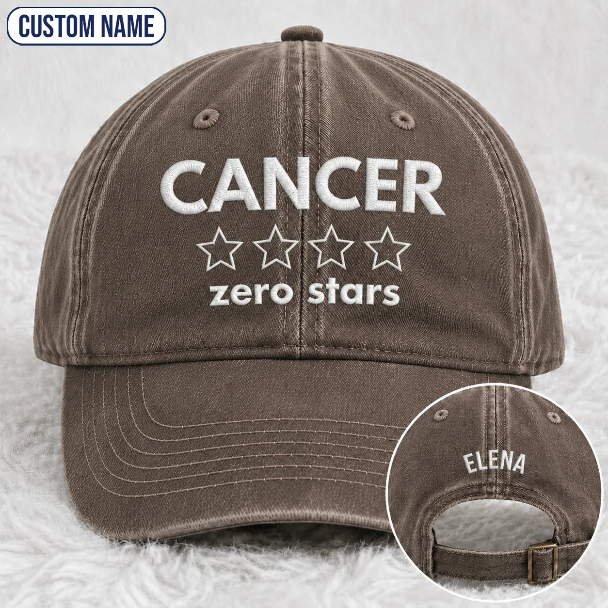 Personalized Zero Stars Embroidered Washed Cap, Awareness Gift