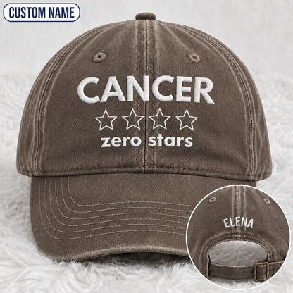 Personalized Zero Stars Embroidered Washed Cap, Awareness Gift
