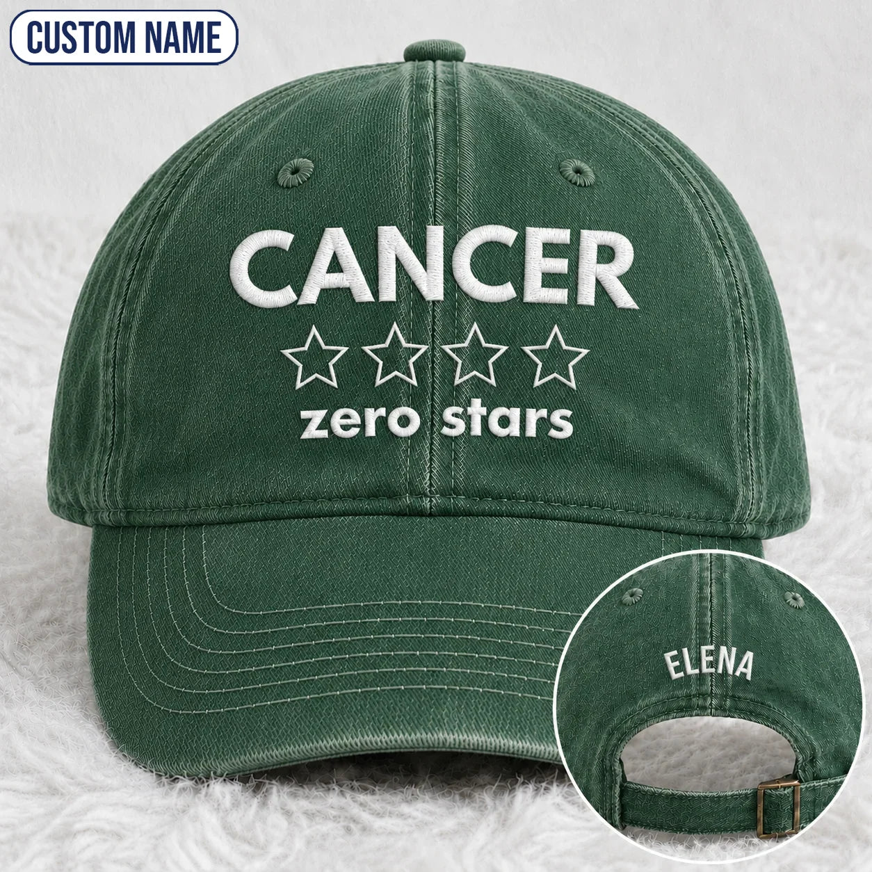 Personalized Zero Stars Embroidered Washed Cap, Awareness Gift