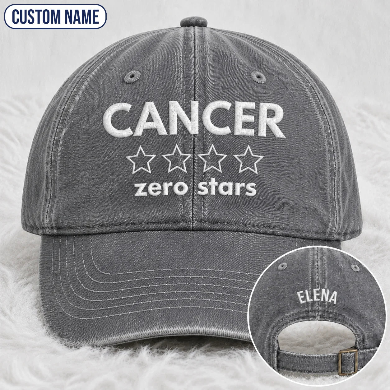 Personalized Zero Stars Embroidered Washed Cap, Awareness Gift