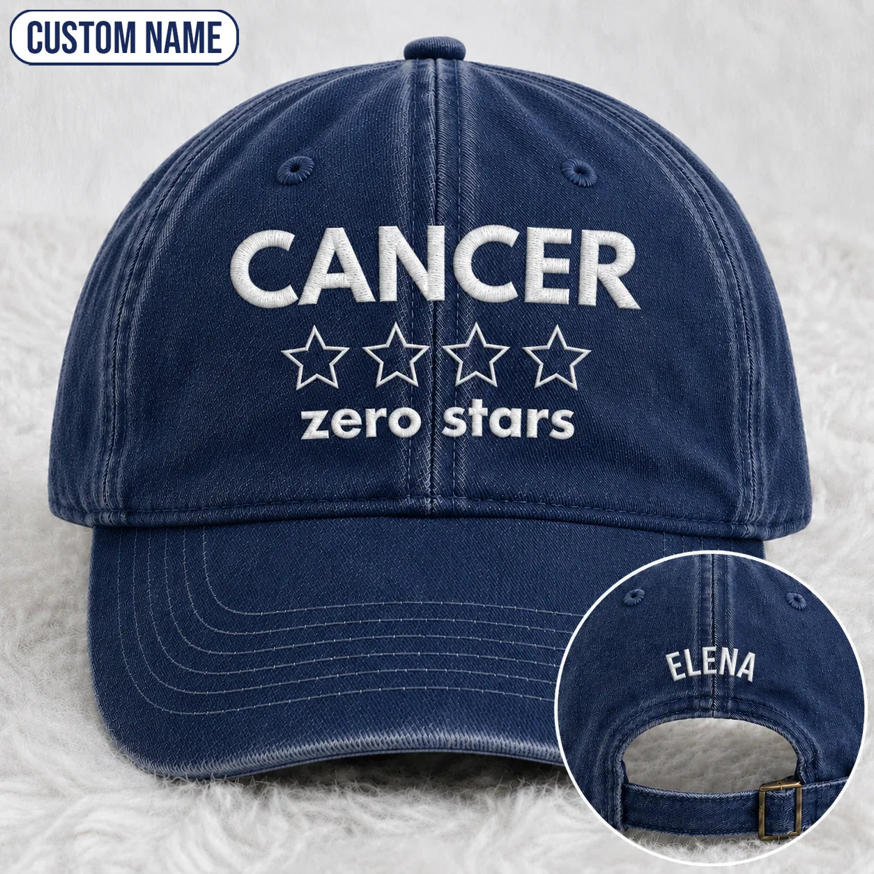 Personalized Zero Stars Embroidered Washed Cap, Awareness Gift