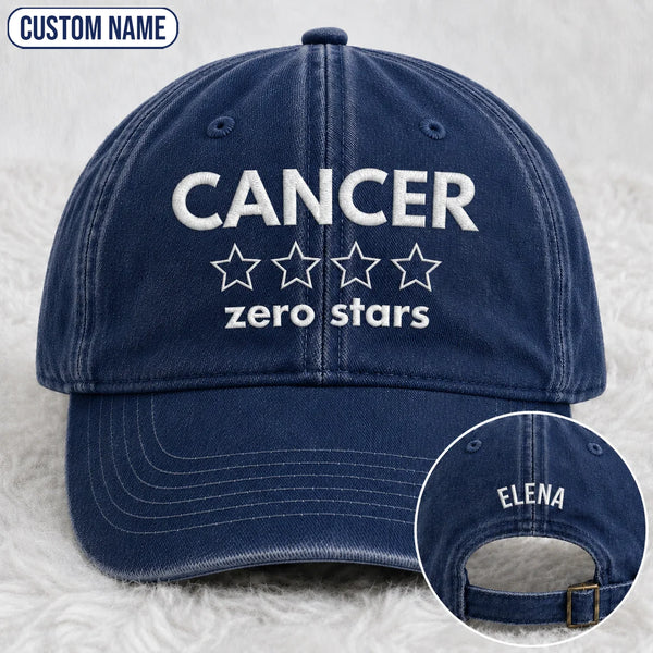 Personalized Zero Stars Embroidered Washed Cap, Awareness Gift