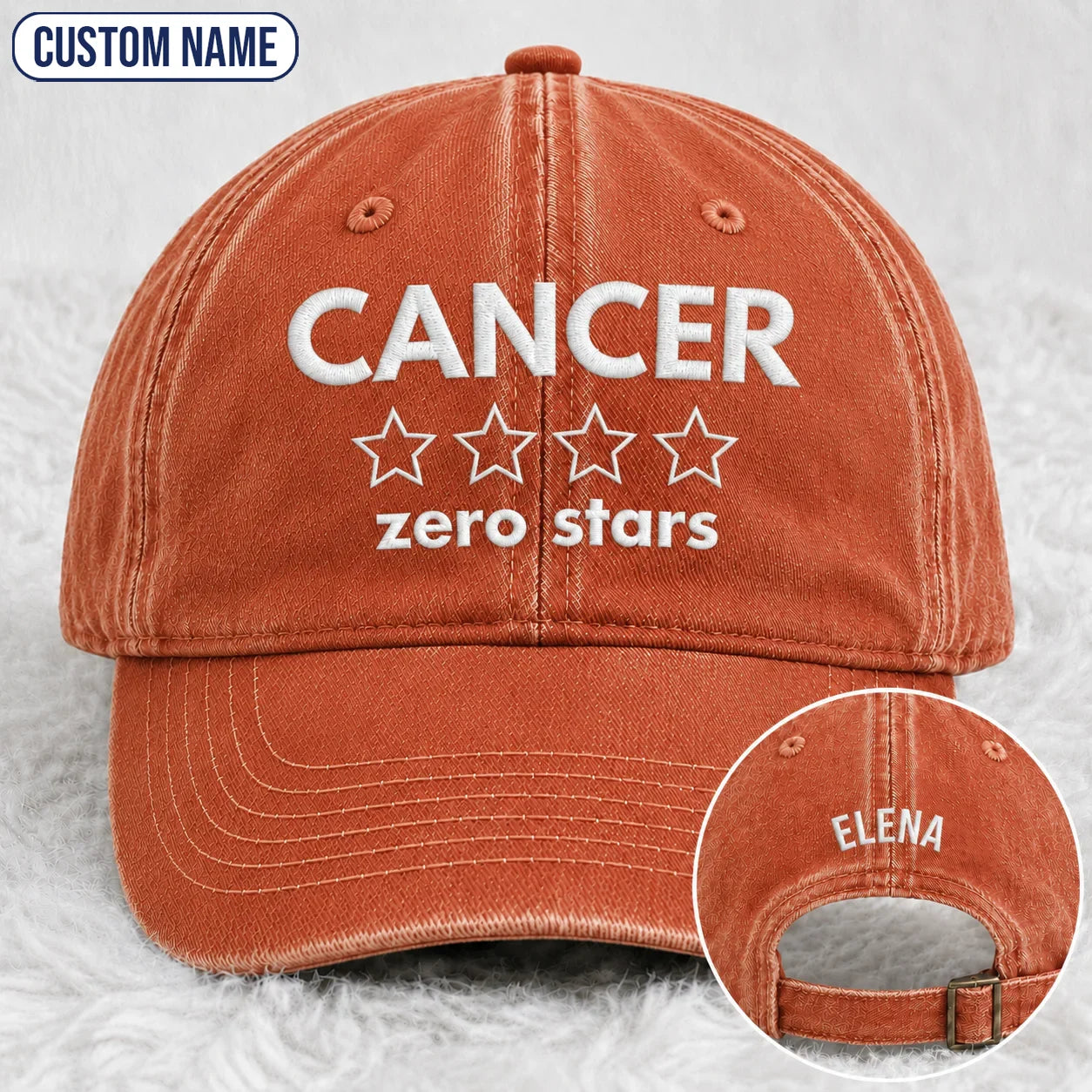 Personalized Zero Stars Embroidered Washed Cap, Awareness Gift