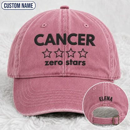 Personalized Zero Stars Embroidered Washed Cap, Awareness Gift