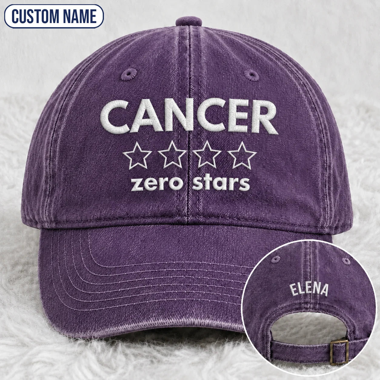 Personalized Zero Stars Embroidered Washed Cap, Awareness Gift