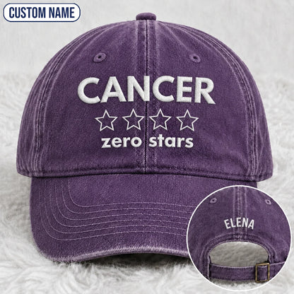Personalized Zero Stars Embroidered Washed Cap, Awareness Gift