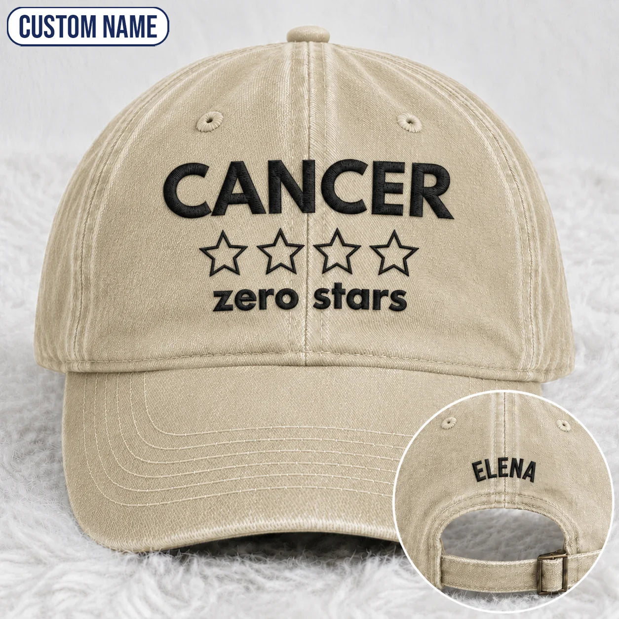 Personalized Zero Stars Embroidered Washed Cap, Awareness Gift
