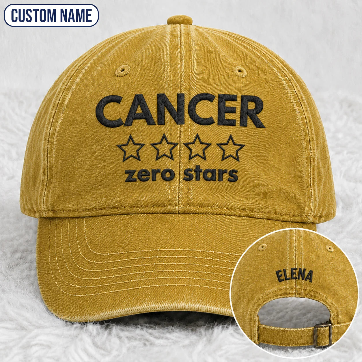 Personalized Zero Stars Embroidered Washed Cap, Awareness Gift
