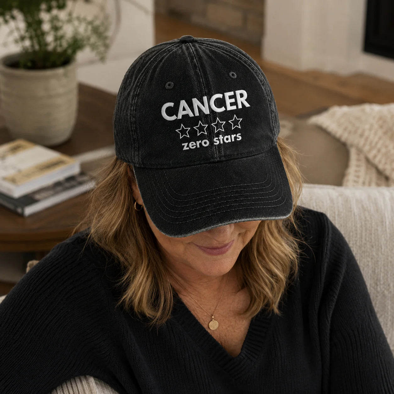 Personalized Zero Stars Embroidered Washed Cap, Awareness Gift