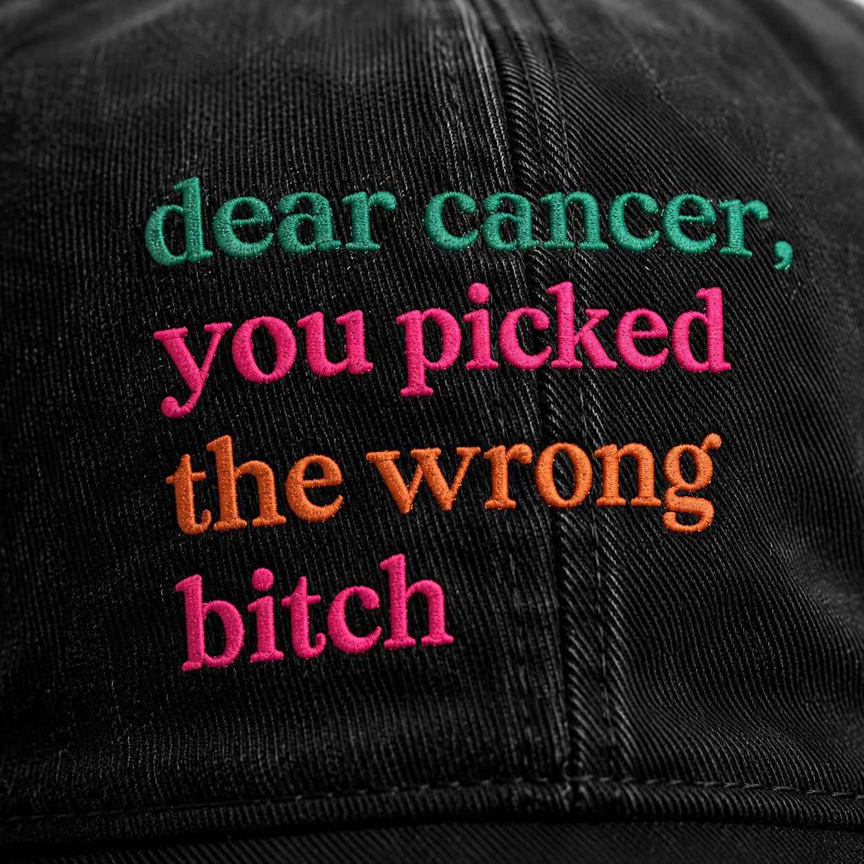 Personalized You Picked The Wrong Pink Ribbon Embroidered Washed Cap, Awareness Gift