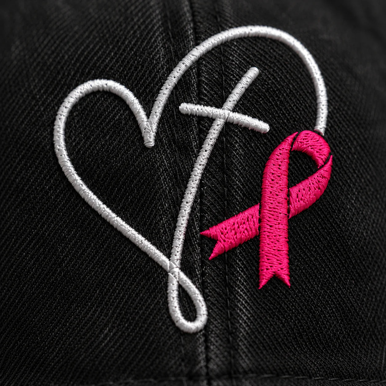 Personalized Faith Pink Ribbon Embroidered Washed Cap, Awareness Gift