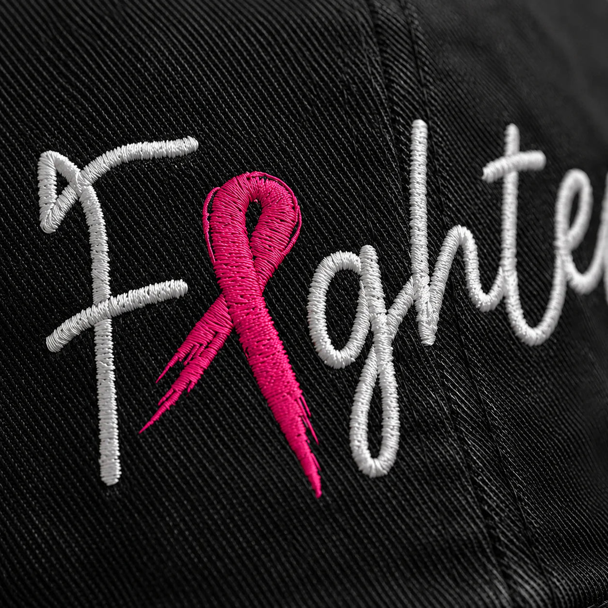 Personalized Fighter Pink Ribbon Embroidered Washed Cap, Awareness Gift