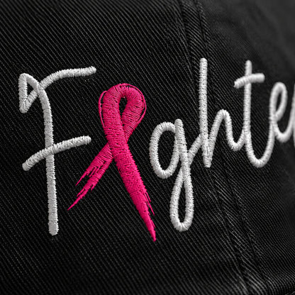 Personalized Fighter Pink Ribbon Embroidered Washed Cap, Awareness Gift